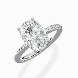 Petite Pave Band Solitaire Ring Engagement Ring