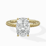 Petite Pave Band Solitaire Ring Engagement Ring