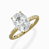 Petite Pave Band Solitaire Ring Engagement Ring