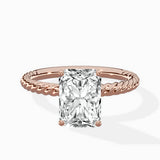 Petite Pave Band Solitaire Ring Engagement Ring