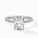 Petite Pave Band Solitaire Ring Engagement Ring