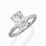 Petite Pave Band Solitaire Ring Engagement Ring