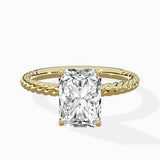 Petite Pave Band Solitaire Ring Engagement Ring