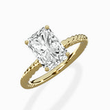 Petite Pave Band Solitaire Ring Engagement Ring