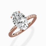 Petite Pave Band Solitaire Ring Engagement Ring
