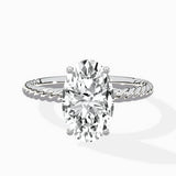 Petite Pave Band Solitaire Ring Engagement Ring