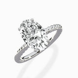 Petite Pave Band Solitaire Ring Engagement Ring