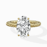 Petite Pave Band Solitaire Ring Engagement Ring