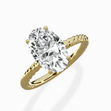 Petite Pave Band Solitaire Ring Engagement Ring