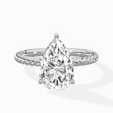 Petite Pave Band Solitaire Ring Engagement Ring