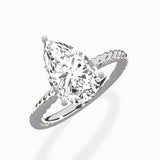 Petite Pave Band Solitaire Ring Engagement Ring