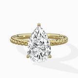 Petite Pave Band Solitaire Ring Engagement Ring