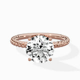 Petite Pave Band Solitaire Ring Engagement Ring