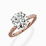 Petite Pave Band Solitaire Ring Engagement Ring