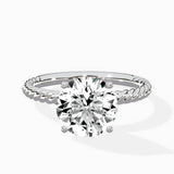 Petite Pave Band Solitaire Ring Engagement Ring