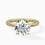 Petite Pave Band Solitaire Ring Engagement Ring