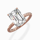 Petite Pave Band Solitaire Ring Engagement Ring