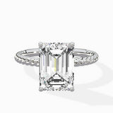 Petite Pave Band Solitaire Ring Engagement Ring