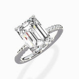 Petite Pave Band Solitaire Ring Engagement Ring