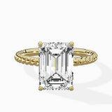 Petite Pave Band Solitaire Ring Engagement Ring