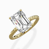 Petite Pave Band Solitaire Ring Engagement Ring
