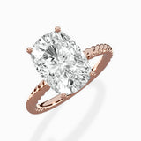 Petite Pave Band Solitaire Ring Engagement Ring