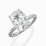 Petite Pave Band Solitaire Ring Engagement Ring