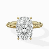 Petite Pave Band Solitaire Ring Engagement Ring