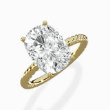 Petite Pave Band Solitaire Ring Engagement Ring