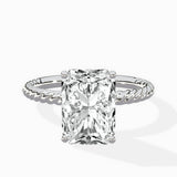 Petite Pave Band Solitaire Ring Engagement Ring