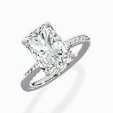 Petite Pave Band Solitaire Ring Engagement Ring