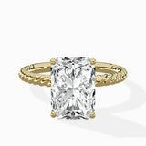 Petite Pave Band Solitaire Ring Engagement Ring