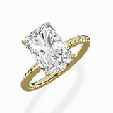 Petite Pave Band Solitaire Ring Engagement Ring