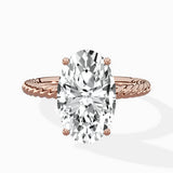 Petite Pave Band Solitaire Ring Engagement Ring