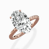 Petite Pave Band Solitaire Ring Engagement Ring