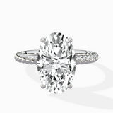 Petite Pave Band Solitaire Ring Engagement Ring