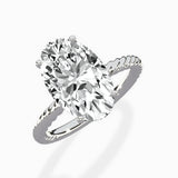 Petite Pave Band Solitaire Ring Engagement Ring
