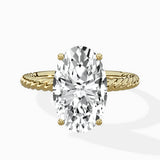 Petite Pave Band Solitaire Ring Engagement Ring