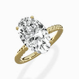 Petite Pave Band Solitaire Ring Engagement Ring