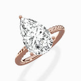 Petite Pave Band Solitaire Ring Engagement Ring