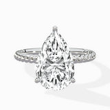 Petite Pave Band Solitaire Ring Engagement Ring