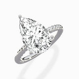 Petite Pave Band Solitaire Ring Engagement Ring