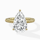 Petite Pave Band Solitaire Ring Engagement Ring