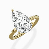 Petite Pave Band Solitaire Ring Engagement Ring