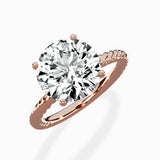 Petite Pave Band Solitaire Ring Engagement Ring