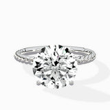 Petite Pave Band Solitaire Ring Engagement Ring