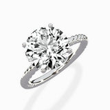 Petite Pave Band Solitaire Ring Engagement Ring