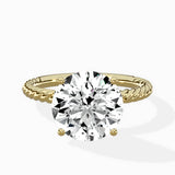 Petite Pave Band Solitaire Ring Engagement Ring