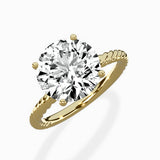 Petite Pave Band Solitaire Ring Engagement Ring