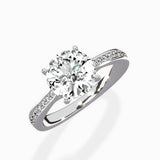 Hidden Halo Pave Solitaire Ring Engagement Ring